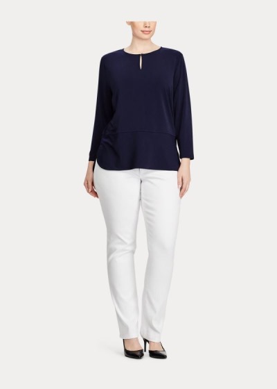 Top Ralph Lauren Keyhole Stretch Jersey Mulher 63495-KPRQ